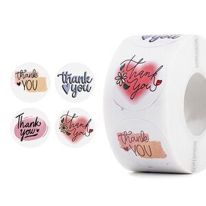 500 Thank You Stickers With Heart and Flower Design #13